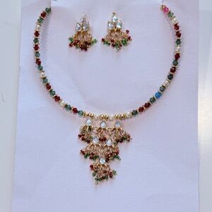 Multicolor Beaded Necklace and Earring Bundle Set NWOT